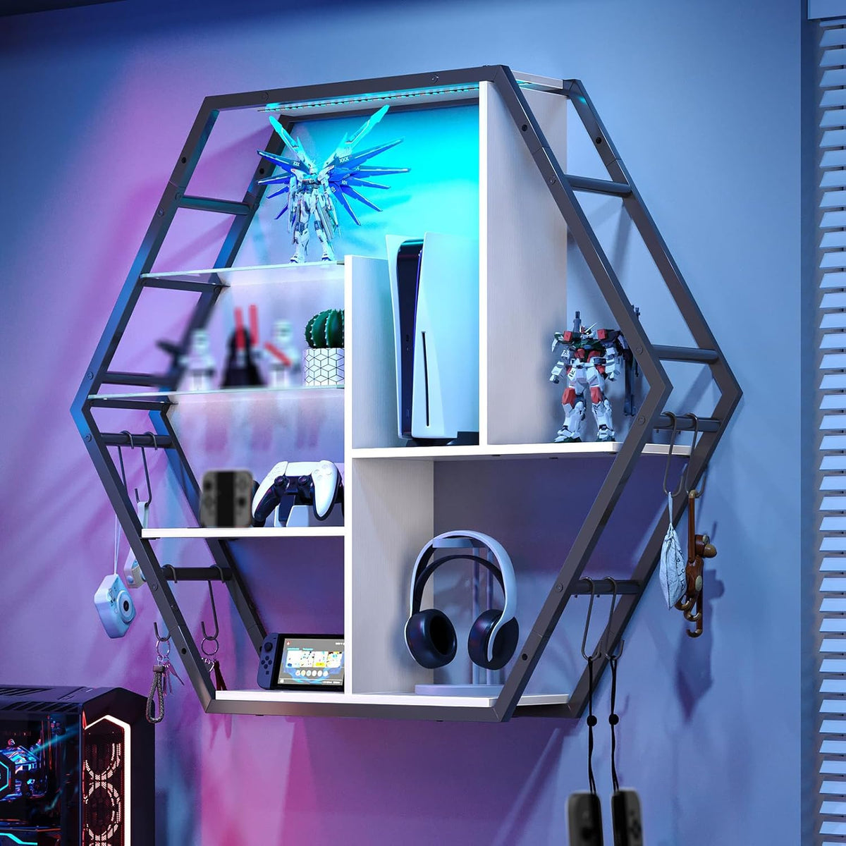 Estantes Flotantes con Luz, Almacenaje, Gran Capacidad, Modelo: LED