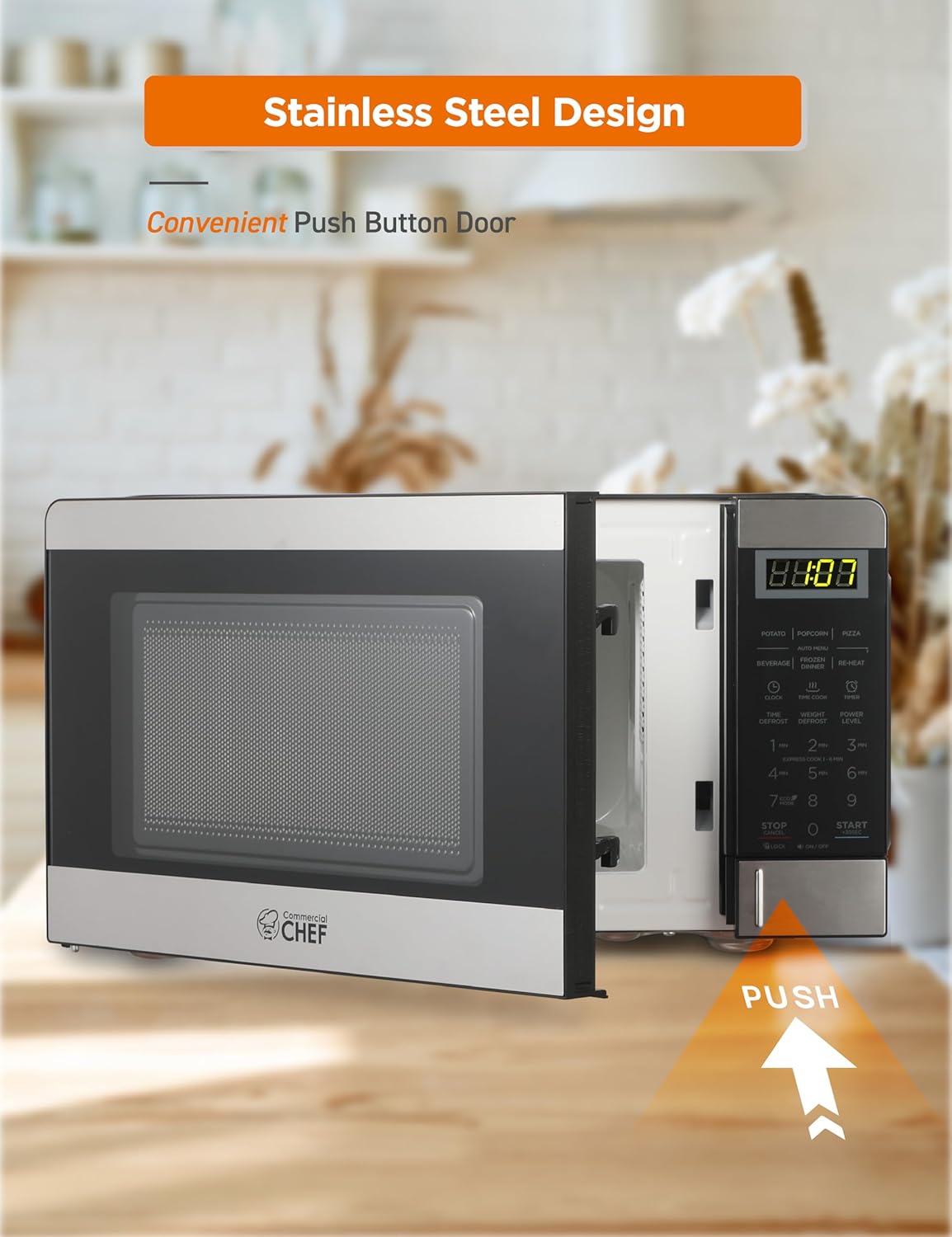Microondas Comercial Chef 0.7 pies cúbicos, 700W, 10 niveles
