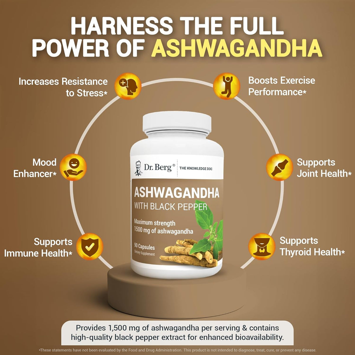 Dr. Bergs Ashwagandha con suplemento de pimienta negr 90cáp