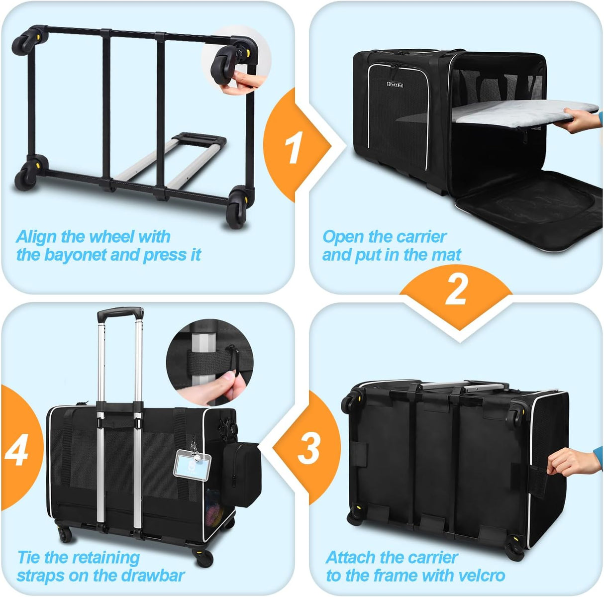 Transportadora Extra Grande con Ruedas Petskd, 24x17x17