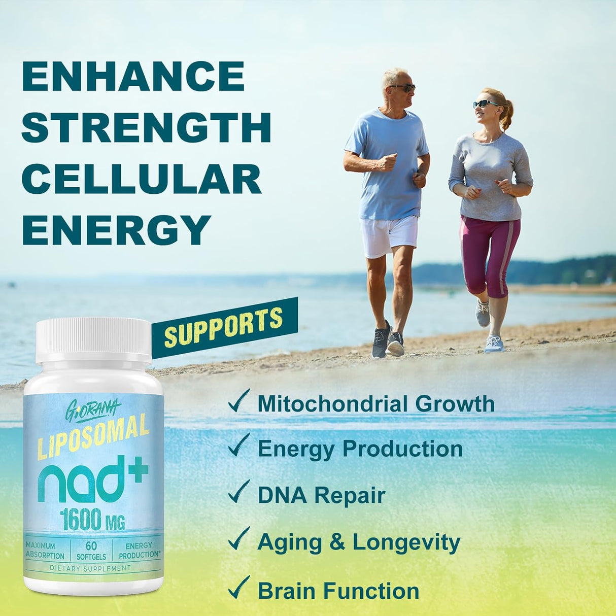 Suplemento liposomal NAD de 1600 mg potenciador de NAD