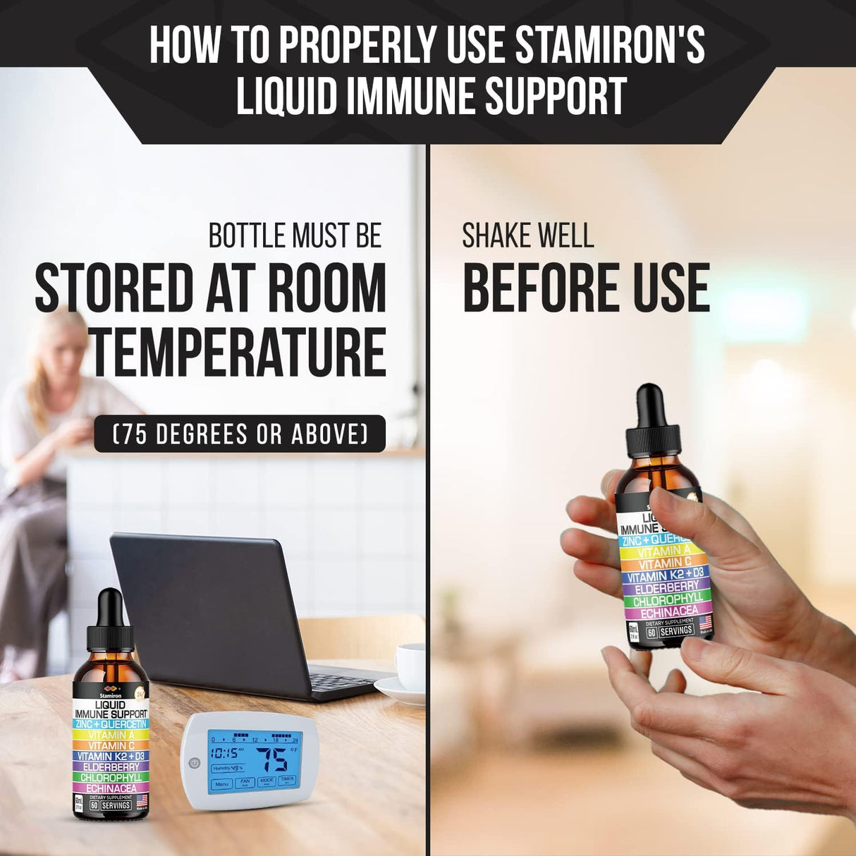 Suplemento Quercetina de zinc, vitamina C D3 líquido