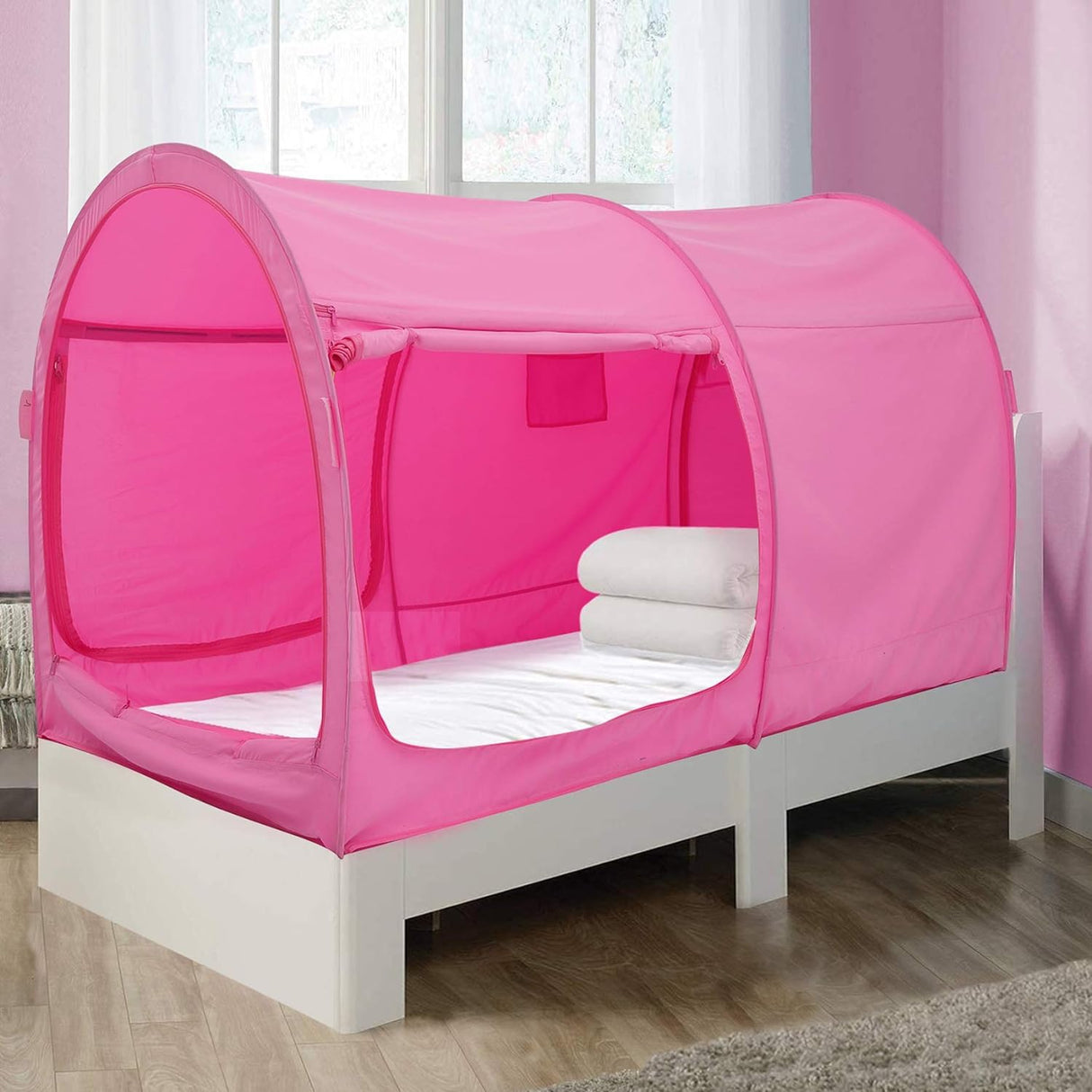 Alvantor Tienda de campaña con dosel para cama rosada