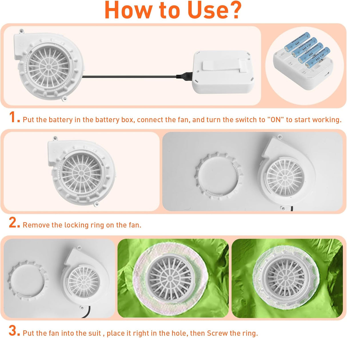 Ventilador Inflable para Disfraz, Mini Bomba, Reemplazo