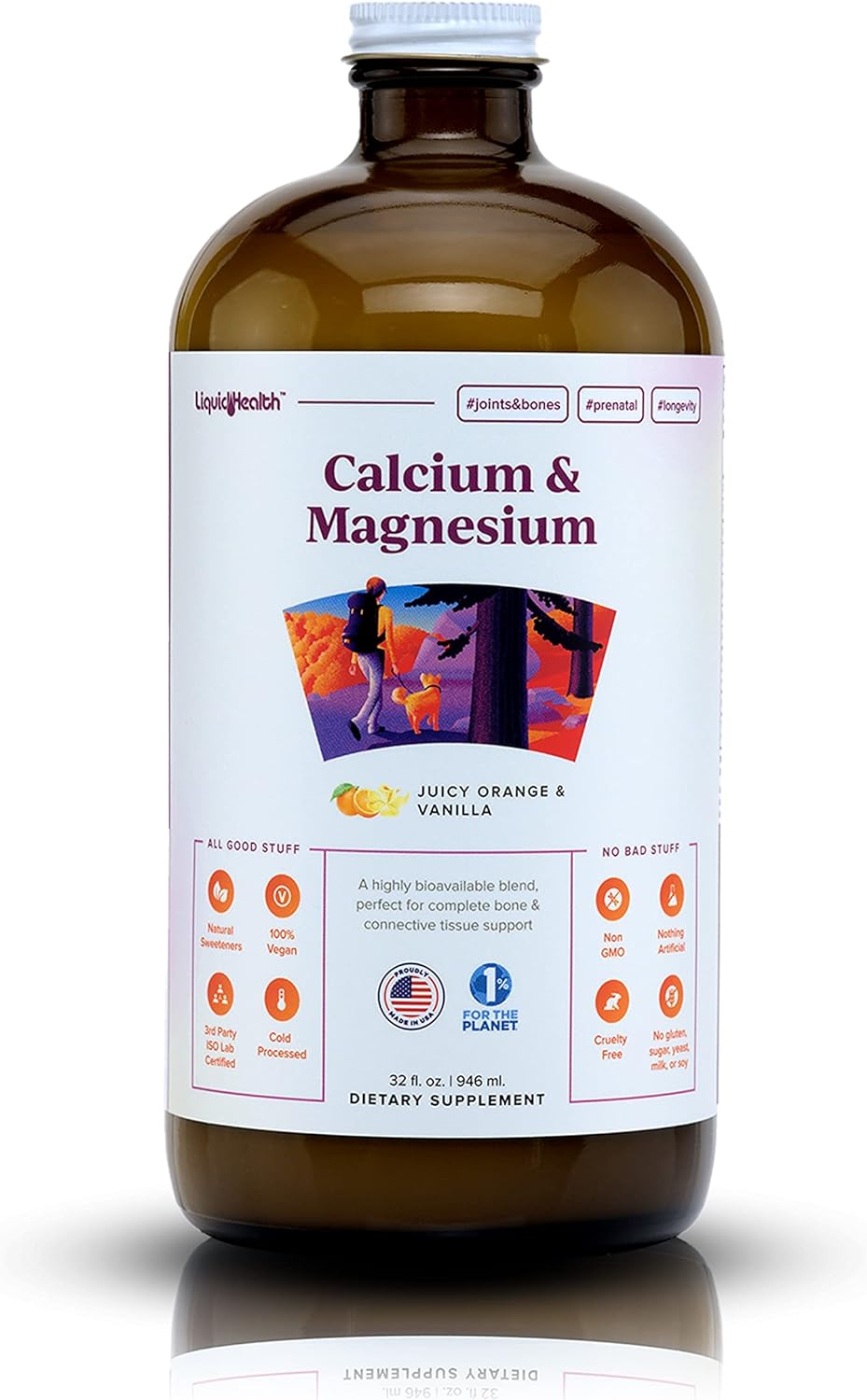 Suplemento líquido de calcio y magnesio, vitamina D3 citrato
