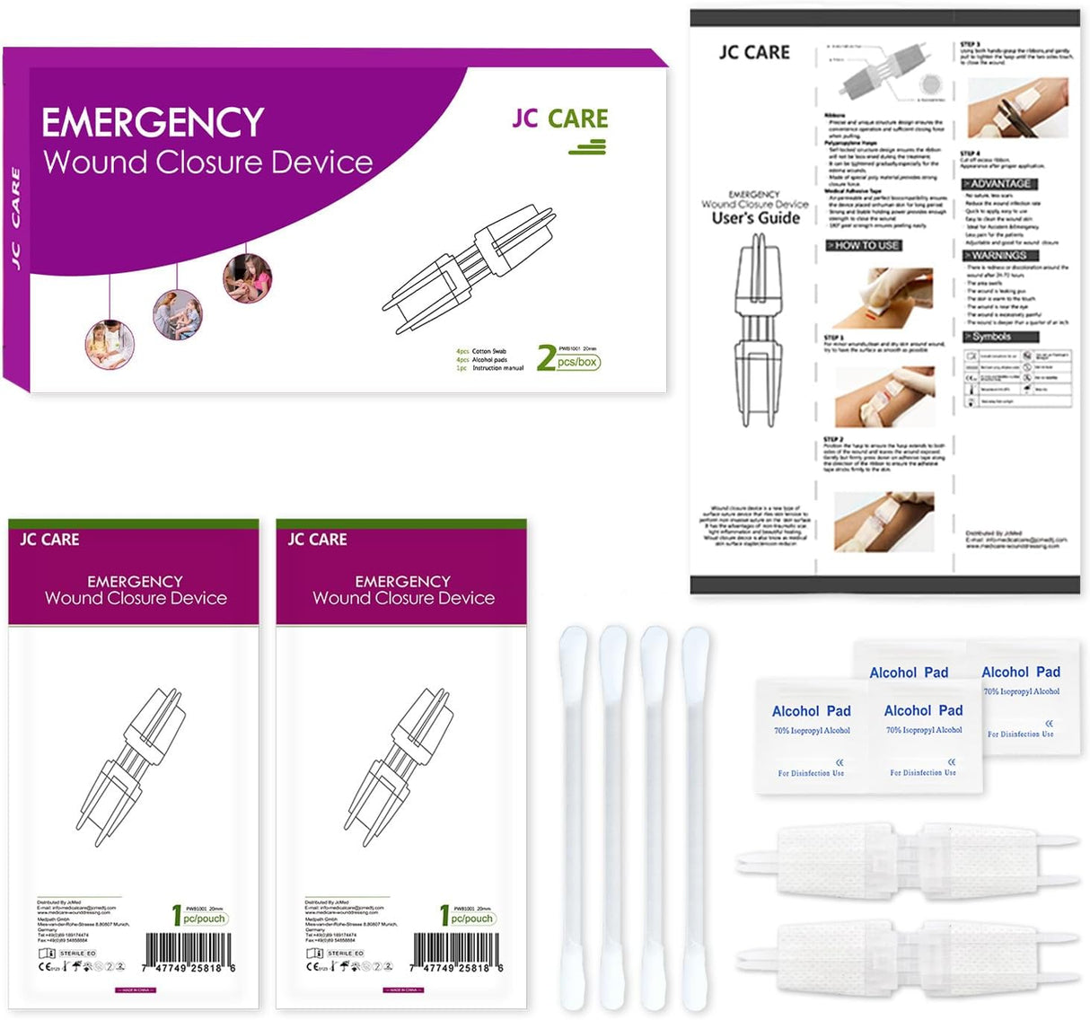 Kit de Cierre de Heridas Sin Puntos, 2 Pcs, Zip Stitch