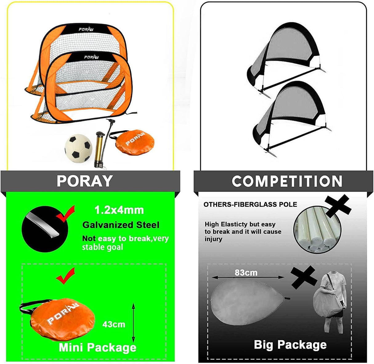 Porteria de futbol desplegable para entrenamientos