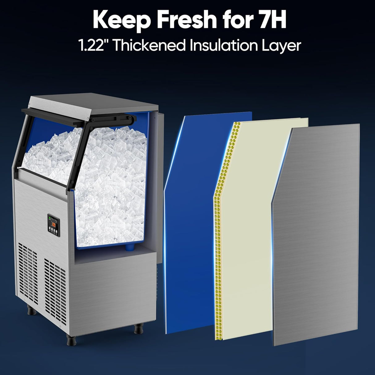 Máquina de Hielo Comercial, Acero Inoxidable, 100LBS/24H