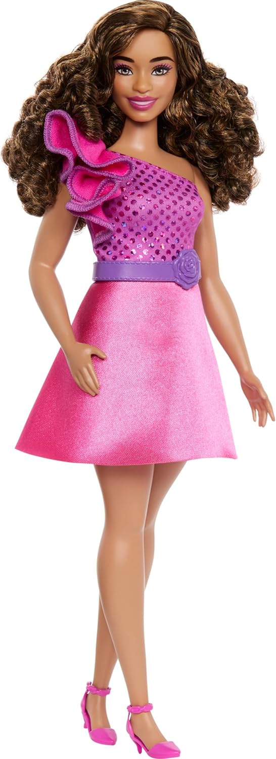 Muñeca Barbie Fashionistas #225, Curvy, Vestido Brillante, 65 Aniversario