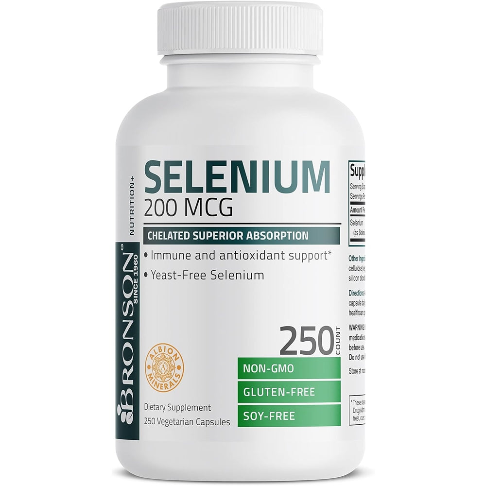 Suplementos Selenio de 200 mcg para sistema inmunológico