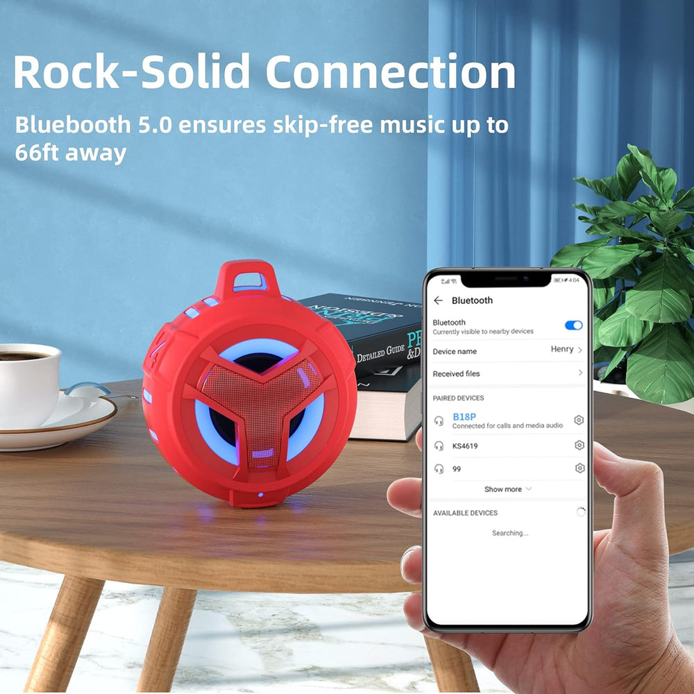 Altavoz Bluetooth de Ducha IPX7 Estéreo y Luz LED
