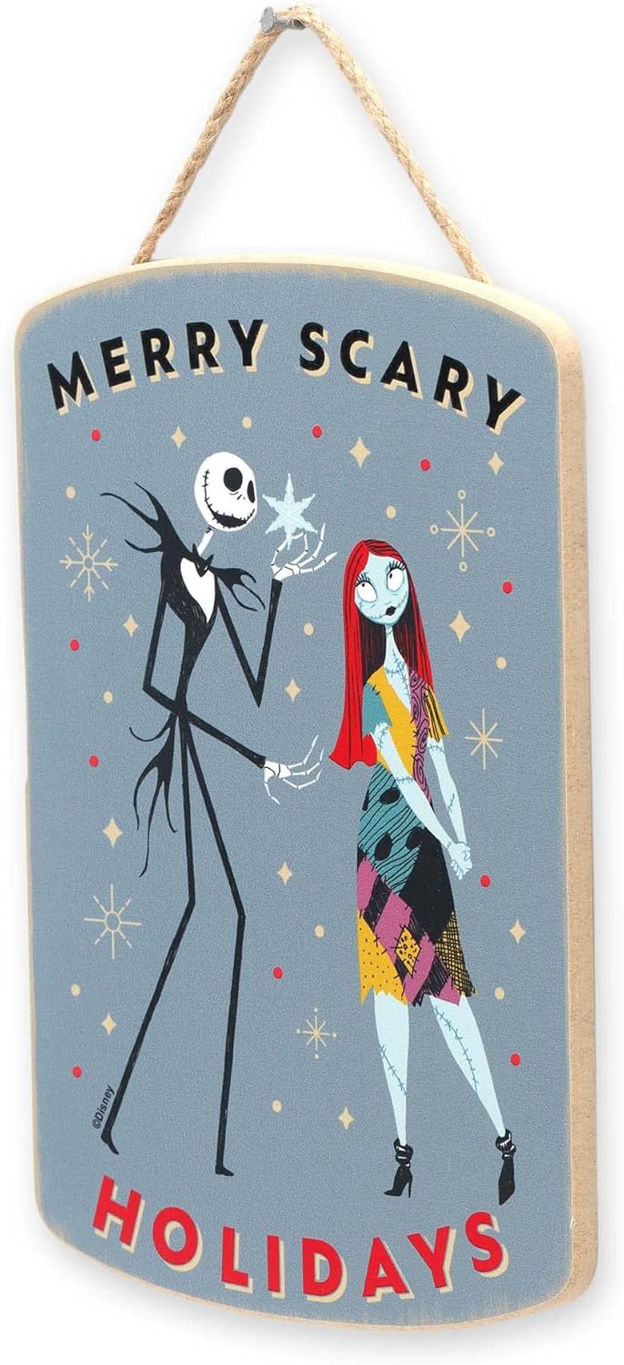 Decoración de Pared de Madera Disney Halloween, Jack y Sally