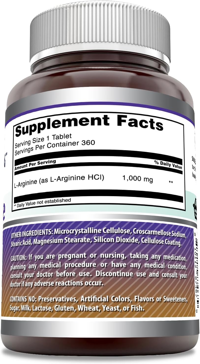 Formulas Asombrosas L-Arginina Suplemento 1000 mg 360 tab