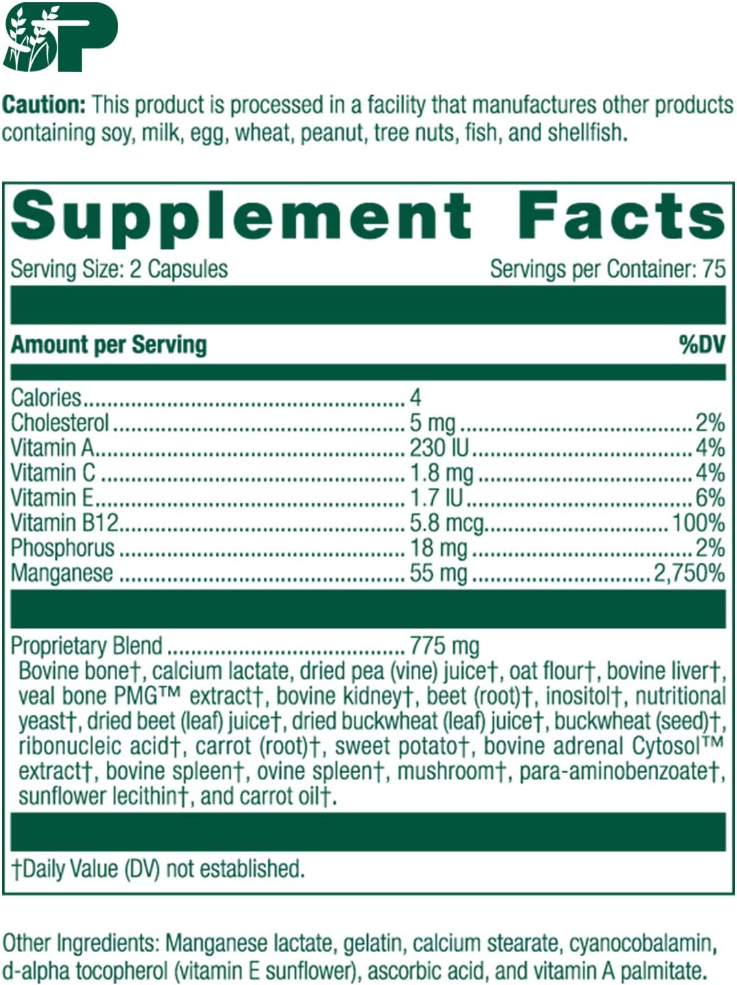 Suplemento alimenticio integral de manganeso salud ósea 150
