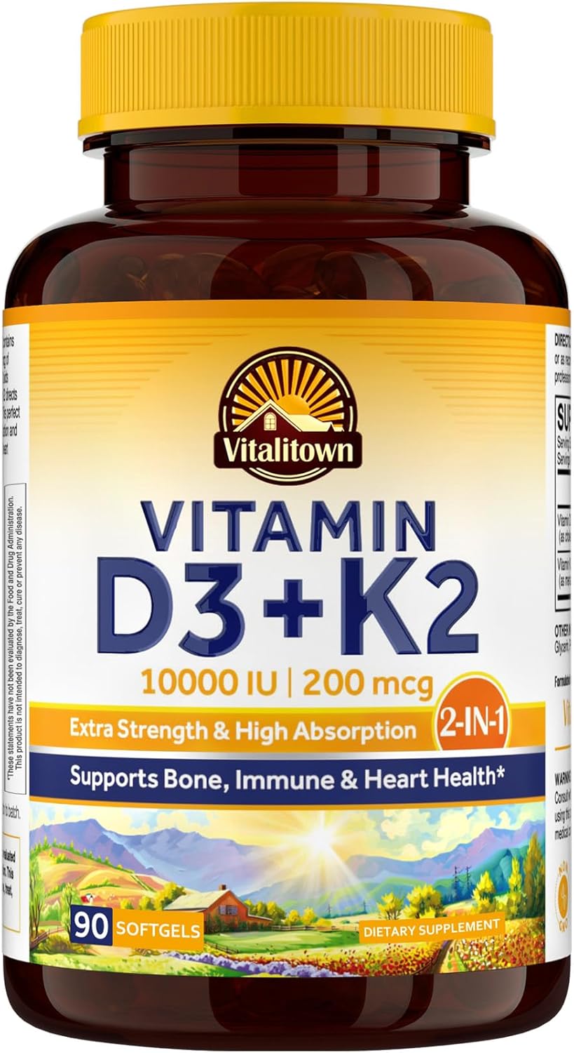 Vitalitown Vitamina D3 K2 Suplemento 90 cáp. Non-GMO