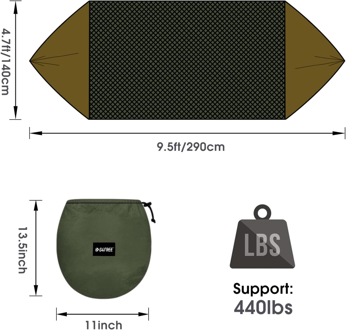 Hamaca G4Free con Mosquitera para 2 Personas, Ligera y Práctica