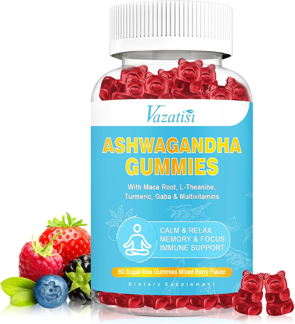 Suplemento Gomitas de Ashwagandha sin azúcar raíz de maca