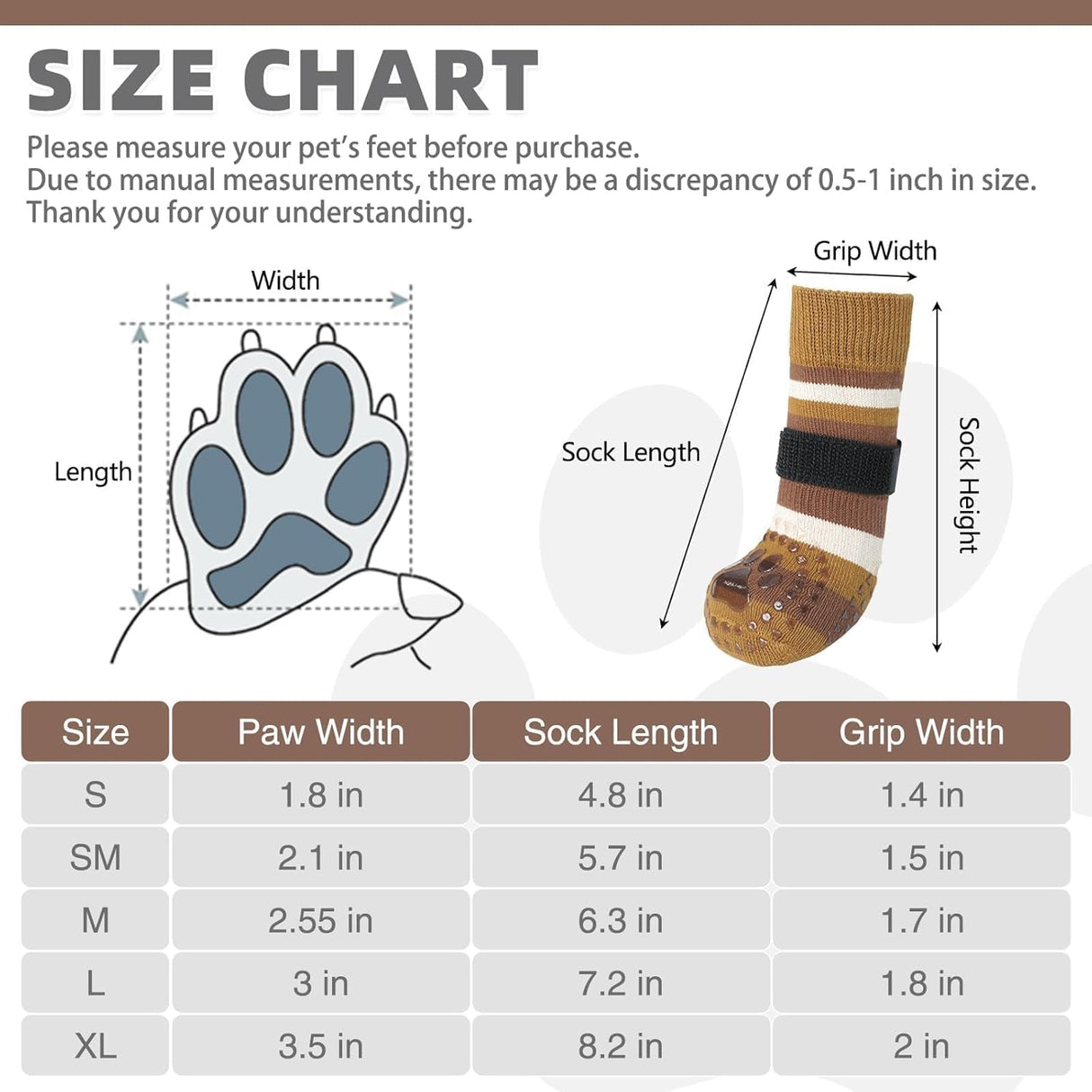 Calcetines Antideslizantes para Perros KOOLTAIL, 3 Pairs SM