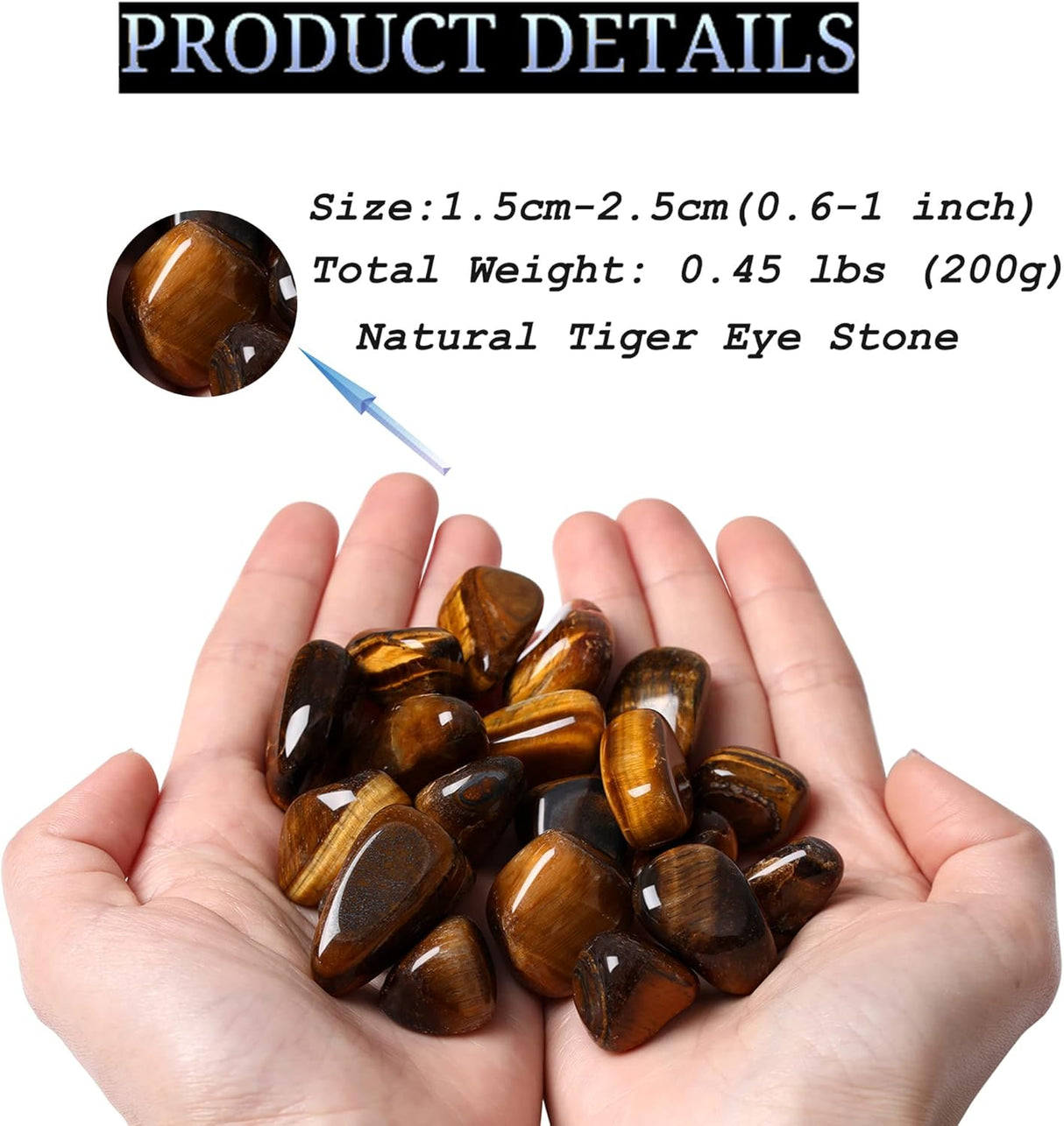 Set de cristales de ojo de tigre pulidos y naturales 0.45 lbs