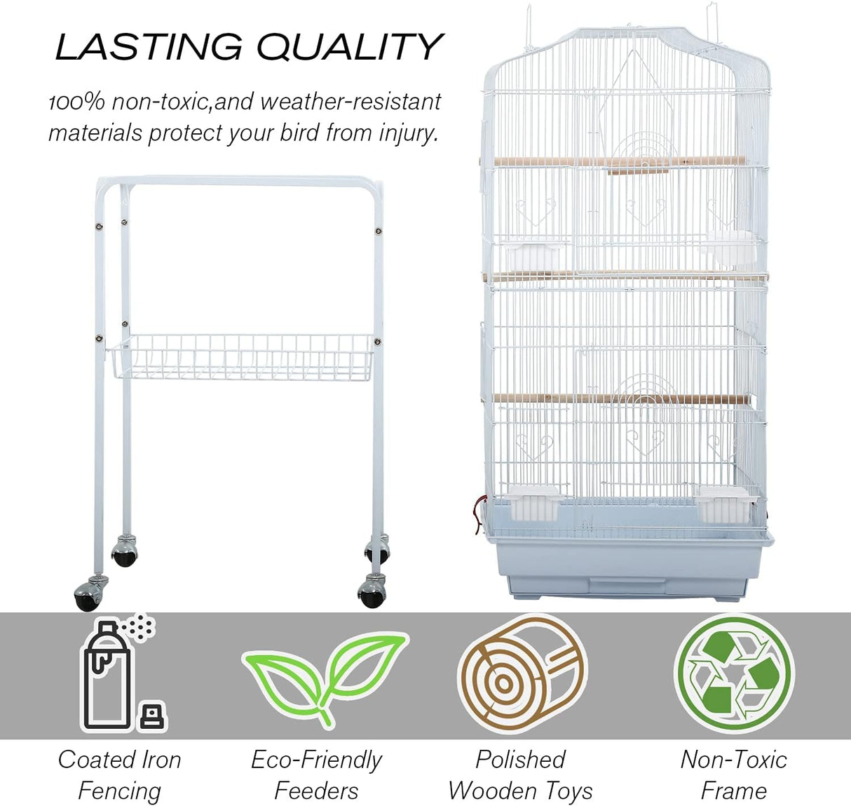 Jaula para periquitos de 64 pulgadas conn soporte rodante