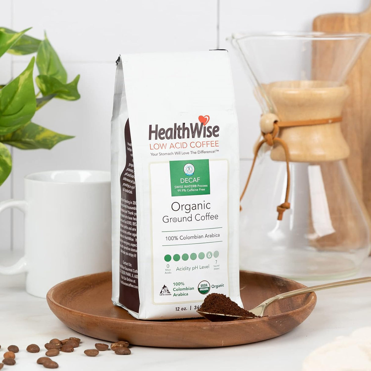 Café Molido Orgánico Bajo en Ácido HealthWise 100% Colombiano 12 oz