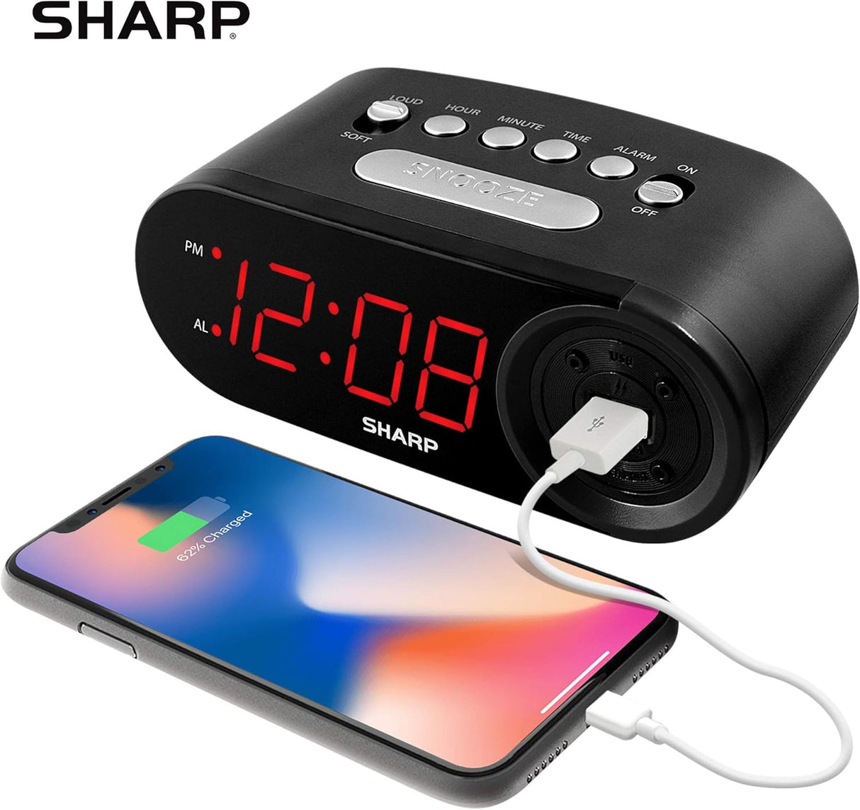 Reloj Despertador Digital con Carga USB de Alta Velocidad