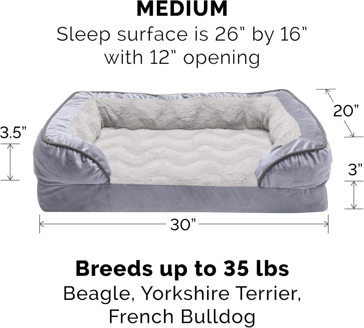 Cama ortopédica para perros Furhaven, con cojines removibles, mediana