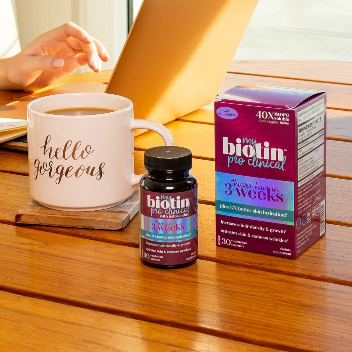 Purity Products MyBiotin ProClinical, cabello más grueso y combate arrugas MB40X