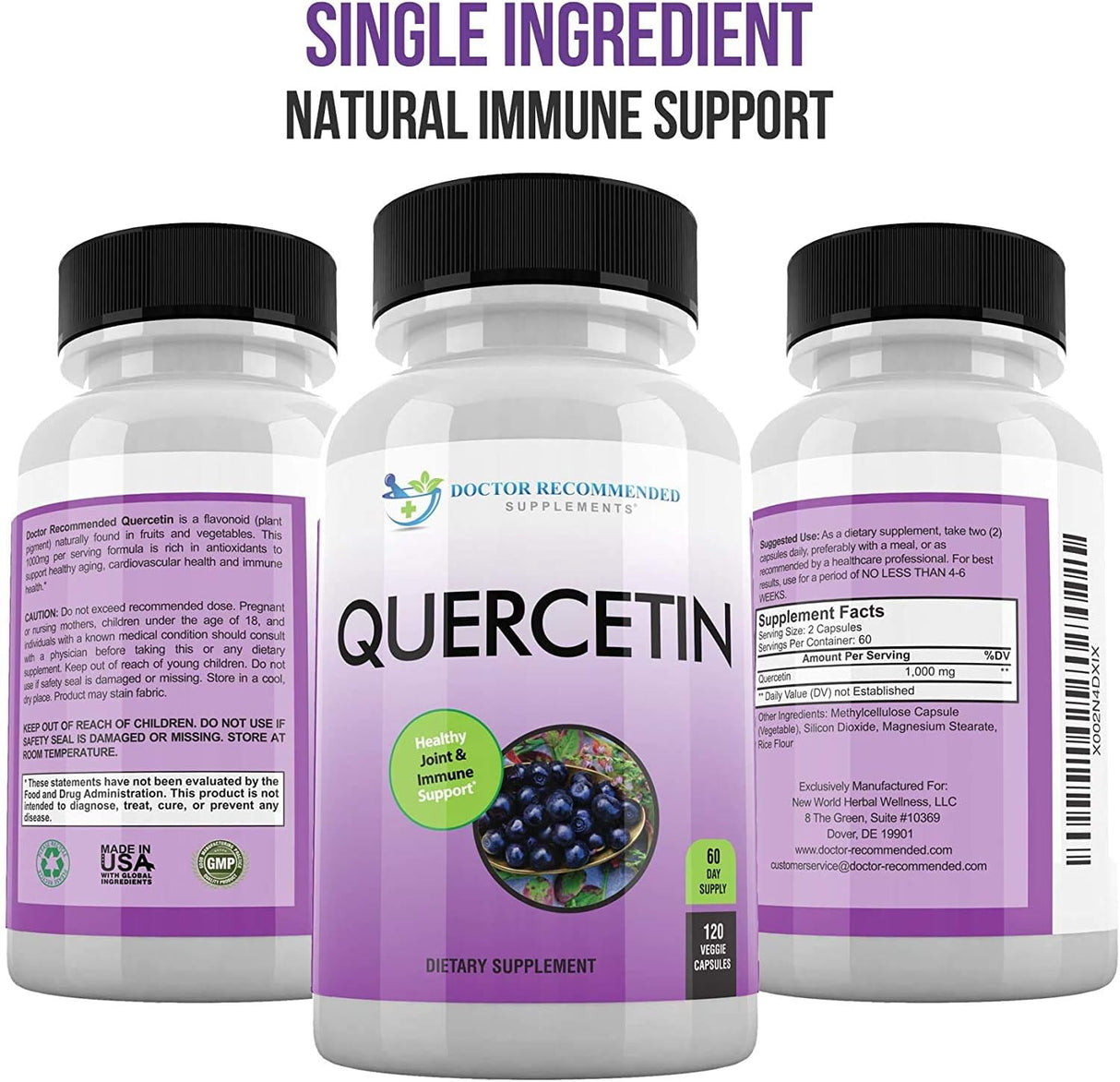 Suplementos Alimenticios Quercetina 1000 mg 120 cápsulas
