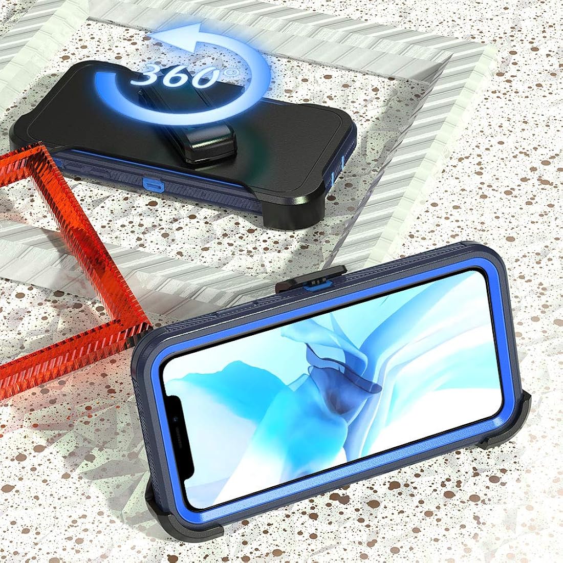 TASHHAR Funda de teléfono para iPhone 12, iPhone 12 Pro, resistente a prueba de golpes, funda protectora con clip para cinturón para Apple iPhone 12 6.1 2020 (azul marino)