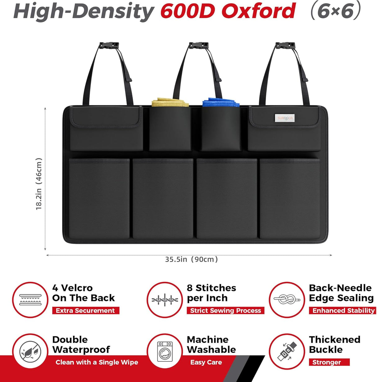 Organizador de Maletero SURDOCA, 8 Compartimentos, 2024 Upgrade