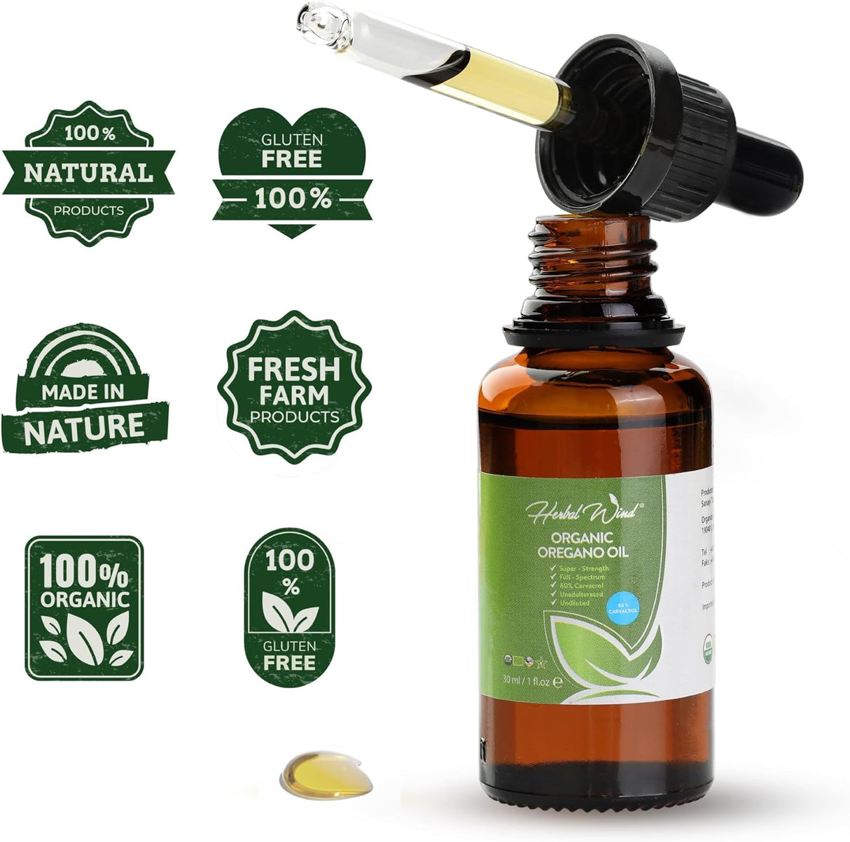 Aceite de Orégano Orgánico Suplementos Herbales Veganos