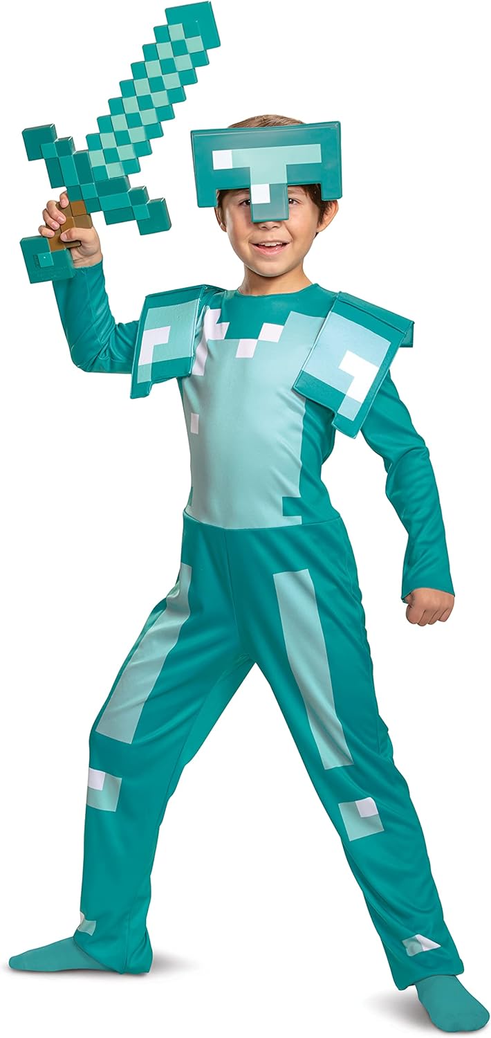 Disfraz Jumpsuit Minecraft Armor Niños, Grande (10-12)
