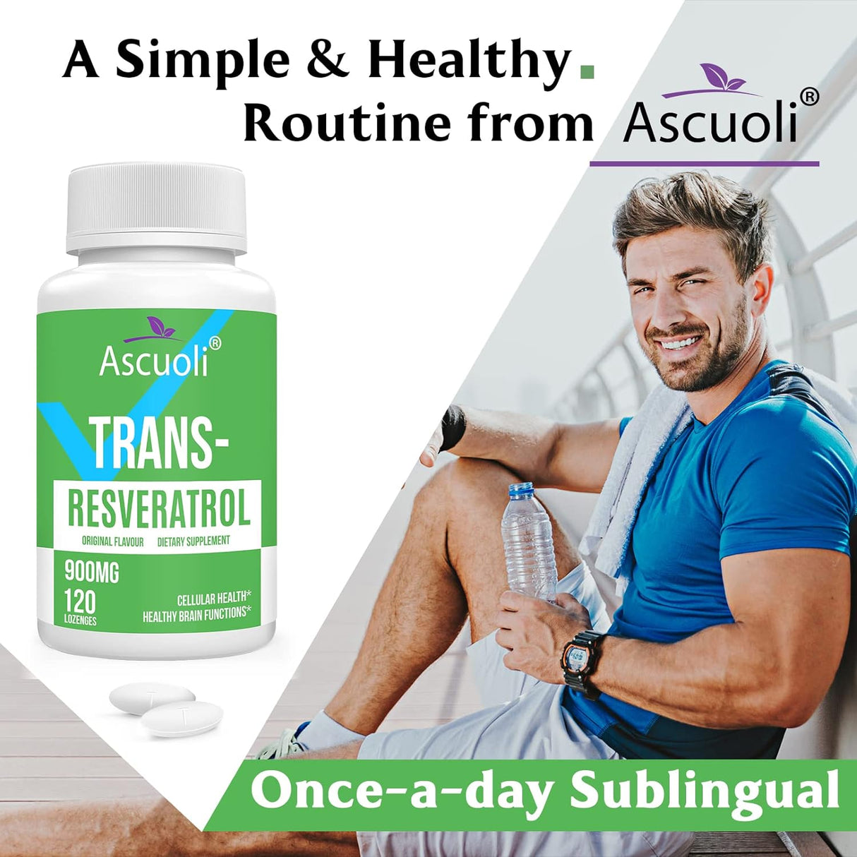 Suplemento Ascuoli Trans-Resveratrol Sublingual Pureza 99%