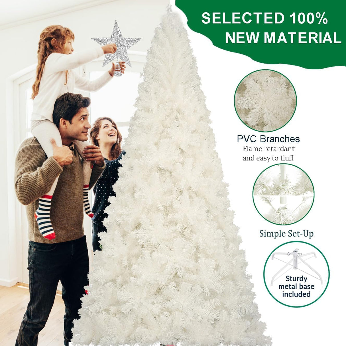 Árbol de Navidad Artificial KTKDE, 1450 ramas, modelo 7.5FT