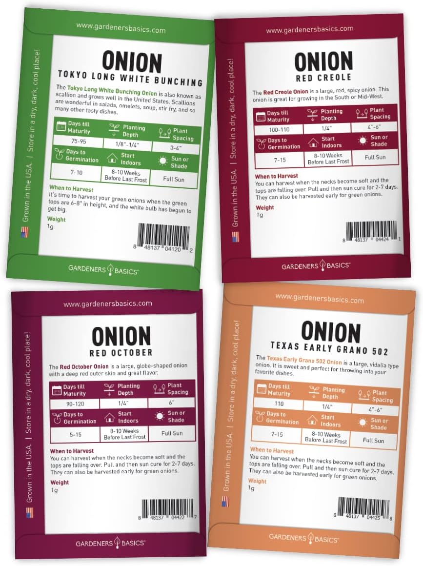 Semillas de Cebolla para Plantar - Gardeners Basics, 8 Variedades