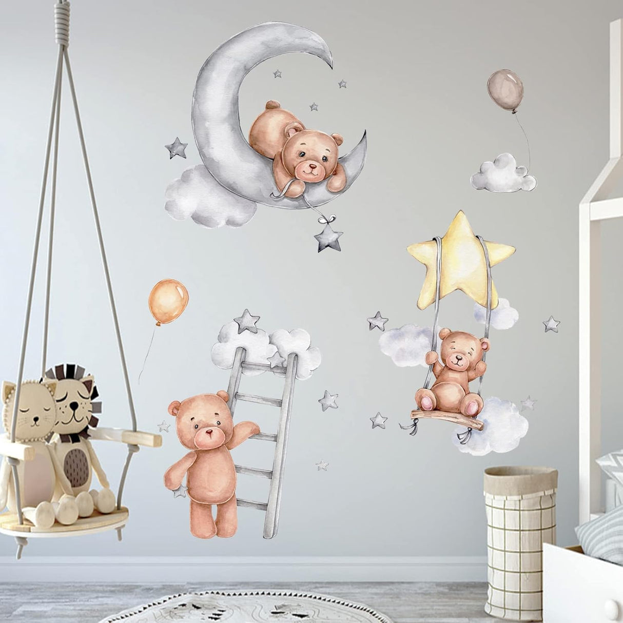 Sticker de Oso Cartoon, Decoración Infantil, Removible, Mural