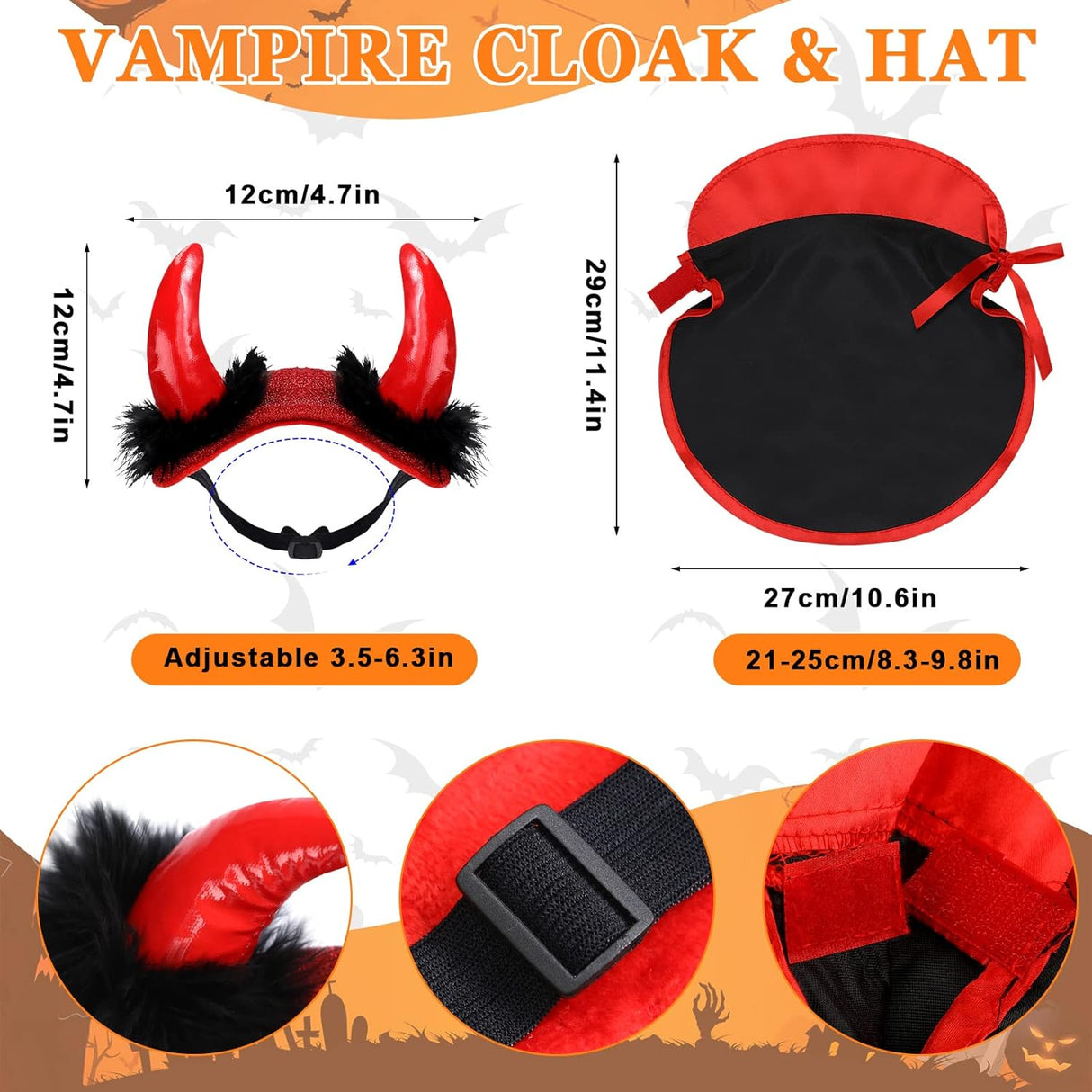 Disfraces calabaza capa de vampiro talla única