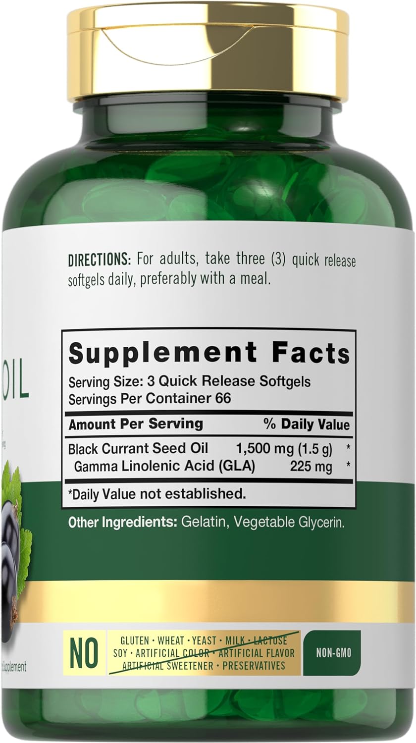 Suplemento de Aceite de Grosella Negra 1500mg | Carlyle 200 Cápsulas