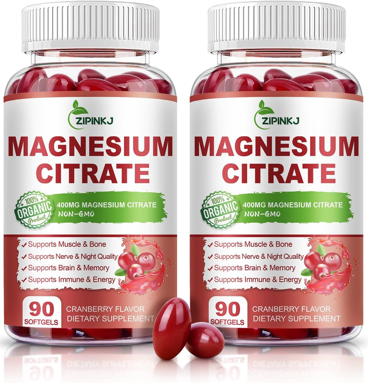 Citrato de Magnesio con Vitamina D3, B6 y Arándano, 180 cápsulas