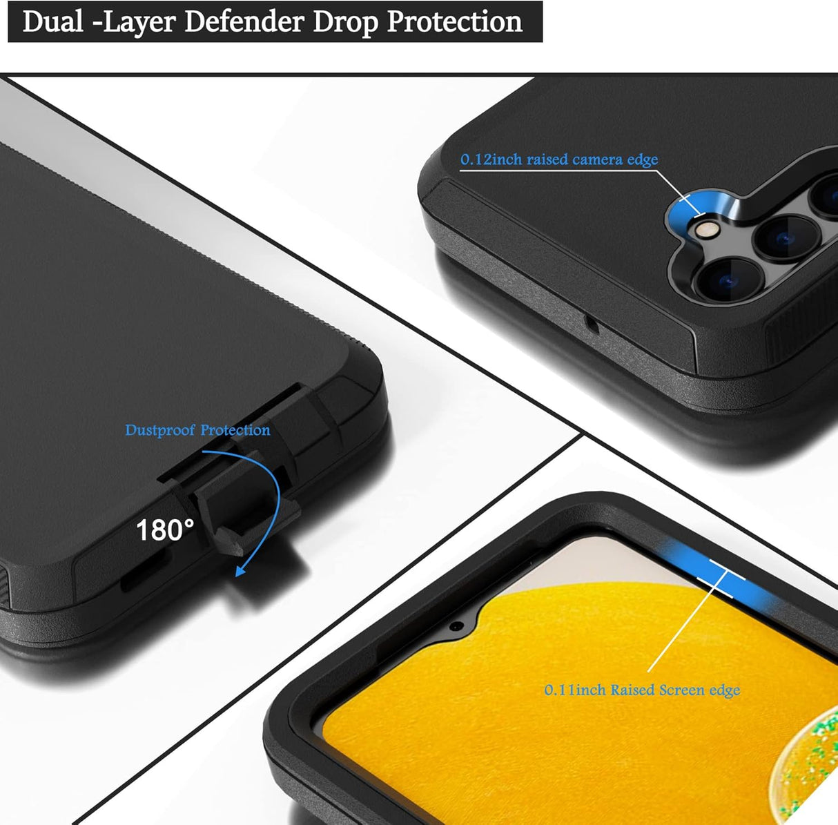 Funda compatible con Samsung Galaxy A13 5G (no para A13 4G), con clip de cinturón, resistente, resistente a prueba de golpes, protección de cuerpo completo, función atril, funda para Samsung Galaxy A13 5G (negro)