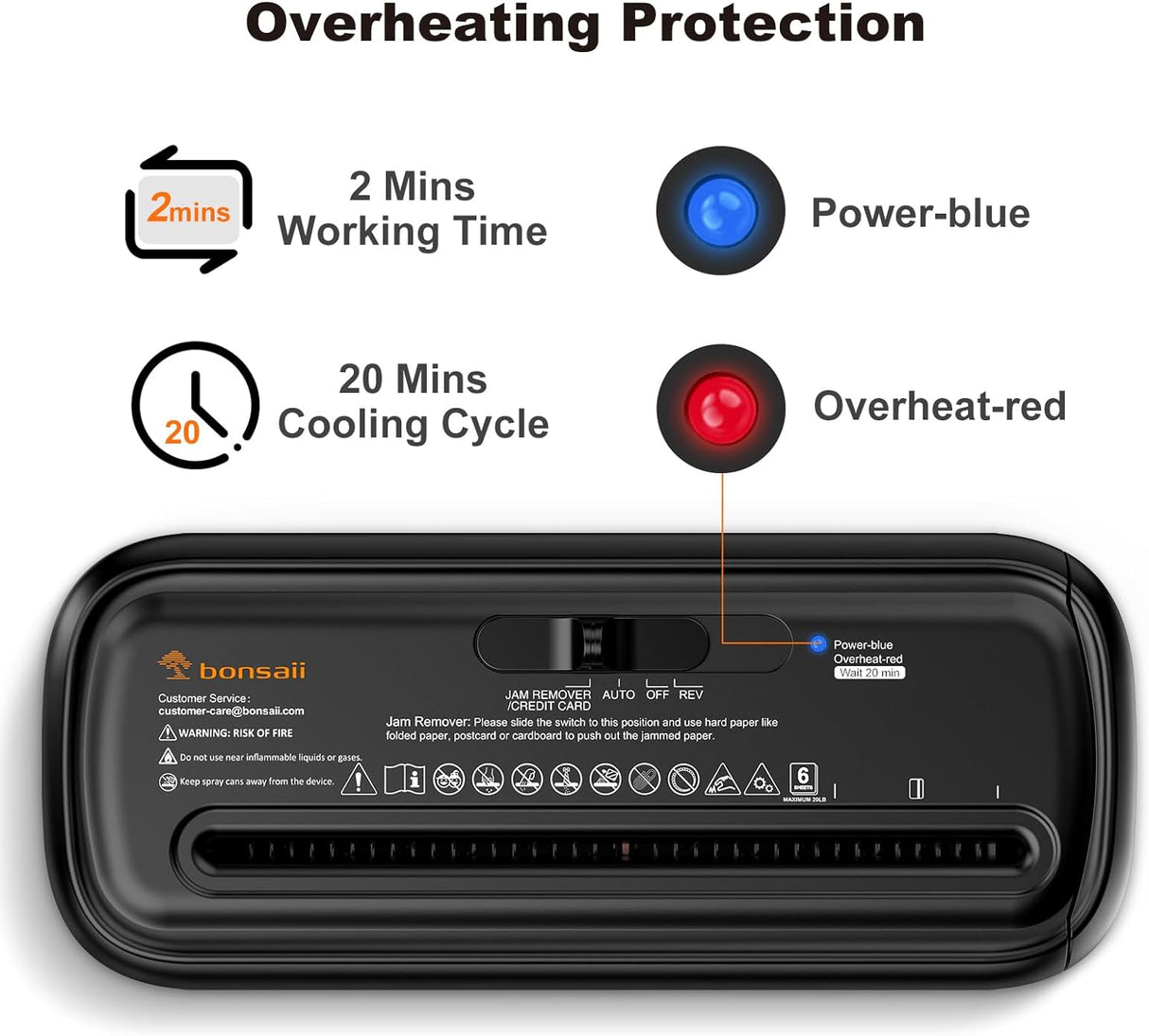 Bonsaii Trituradora de Papel 6 Hojas Sin Canasta S123-B