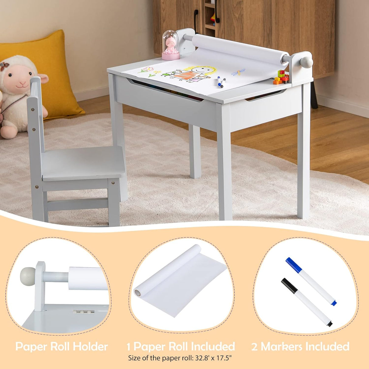 Juego de mesa y silla para niños jardín de infantes Costzon