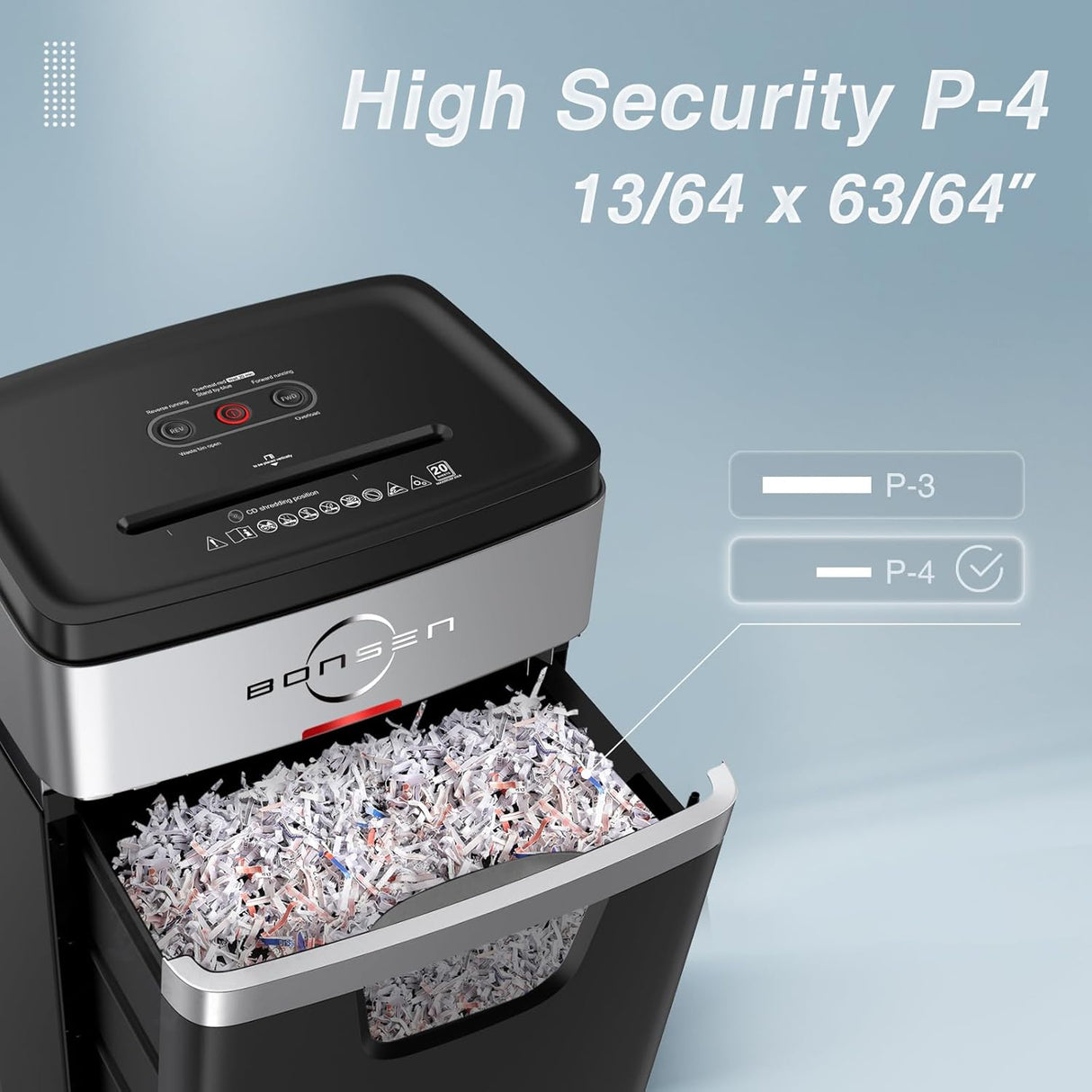 BONSEN Trituradora Papel 20 Hojas, Silenciosa 60dB, S3104