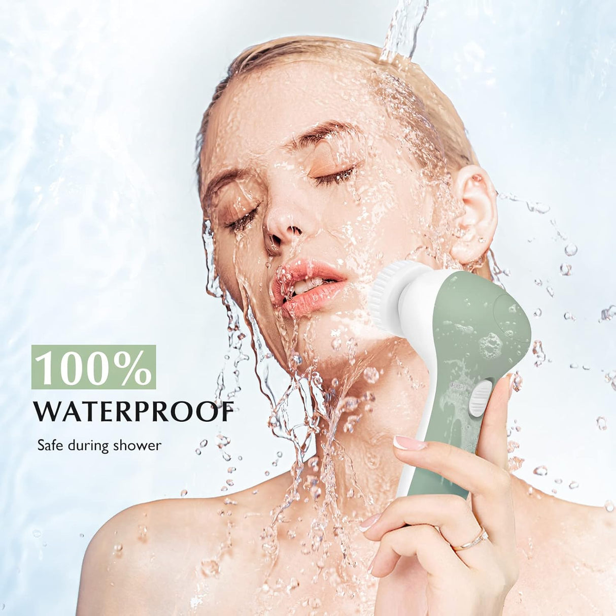 Cepillo de limpieza facial COSLUS giratorio color verde