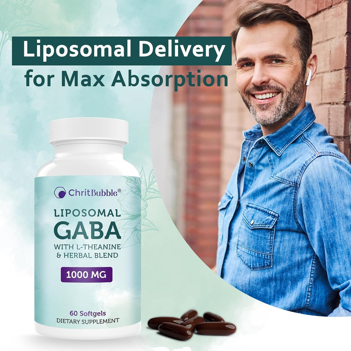 Suplementos liposomales GABA de 1000 mg con L-teanina