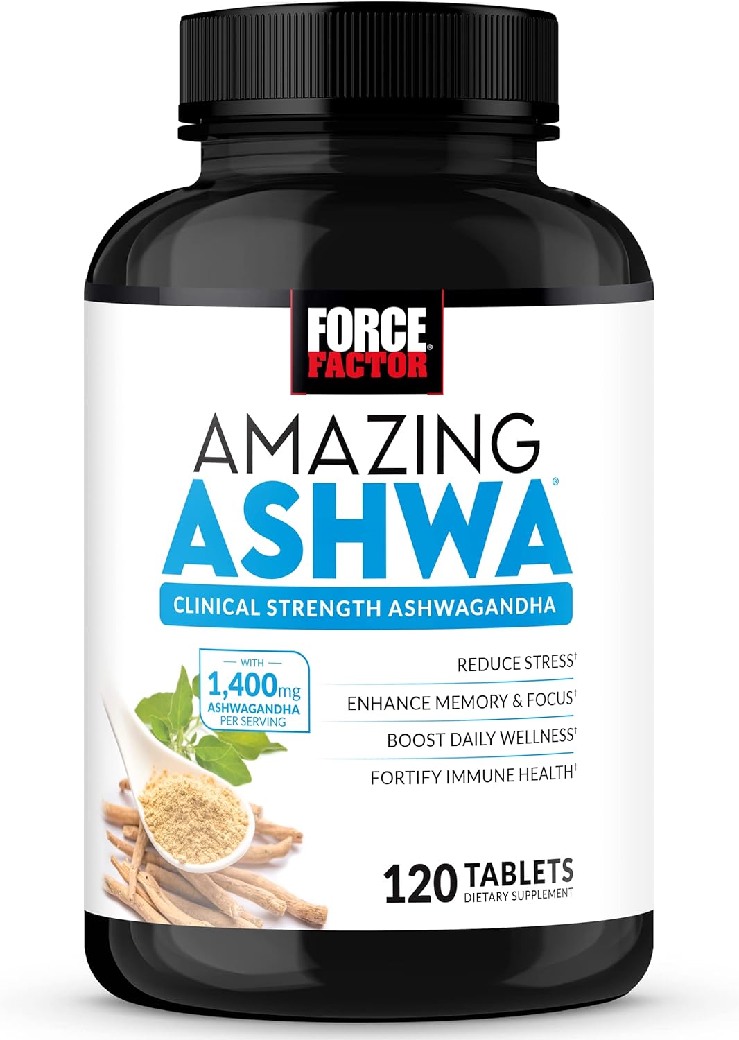 Suplemento de Ashwagandha FORCE FACTOR, 120 tabletas
