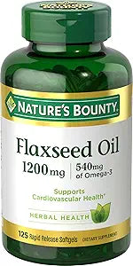 Suplemento de Omega 3 y Linaza, Nature's Bounty, 1200mg, 125 ct
