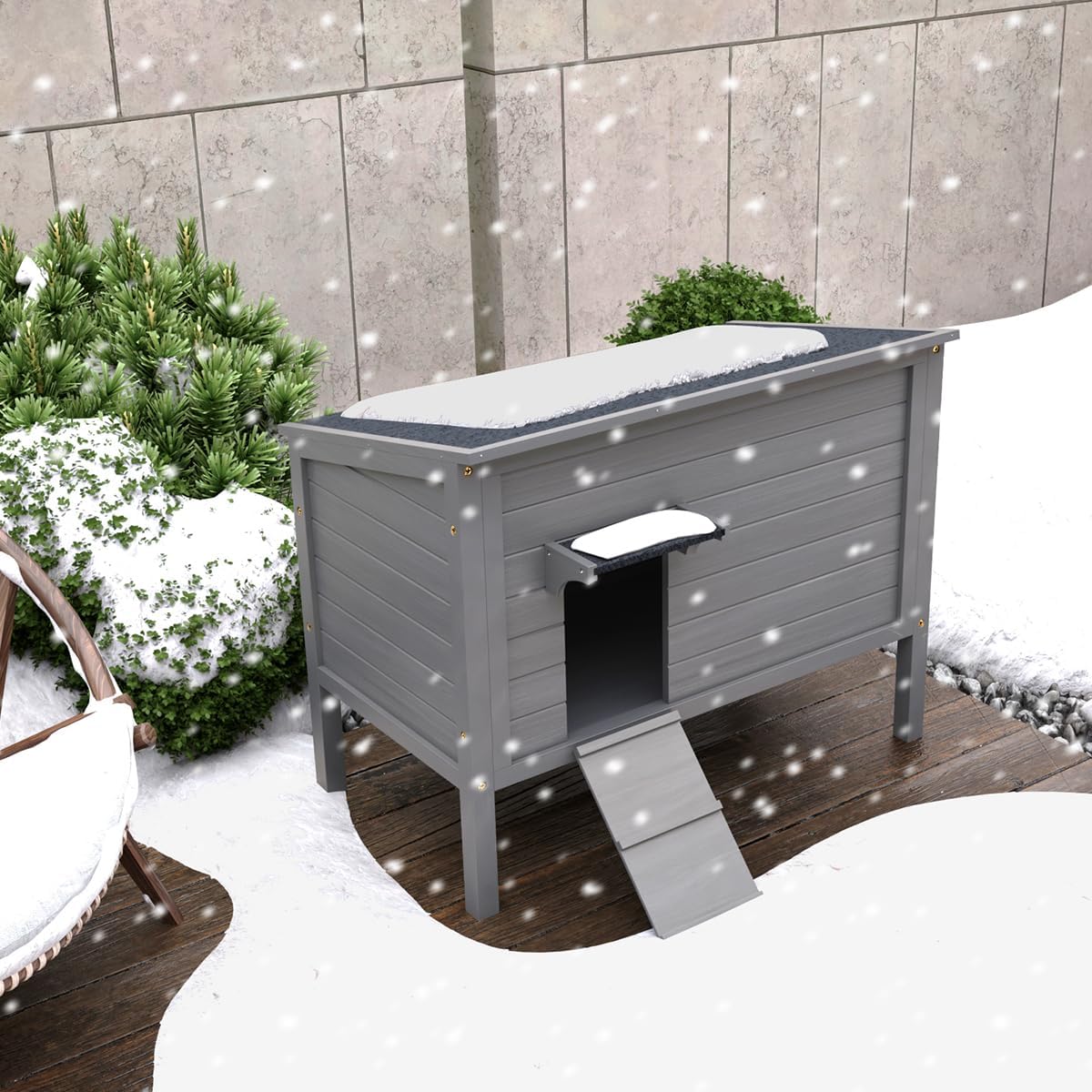 Casa para Gatos Exterior WAYTRIM, Aislada y Resistente, 34.5 L