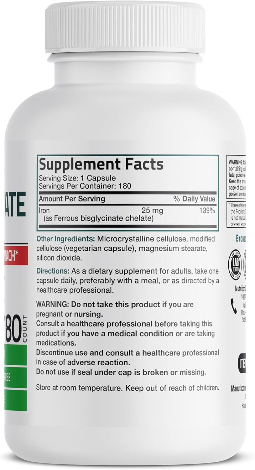 Suplemento Bisglicinato de hierro 25 mg apoya la energía